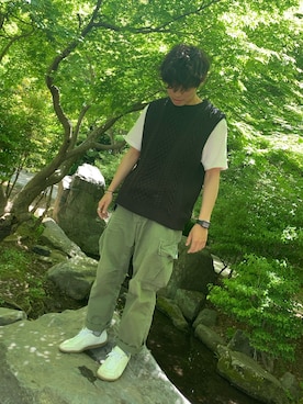 「All Blues（オールブルース）のアイテム」を使った、1nichi1zenさん（メンズ・175cm）の春コーディネート