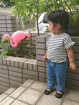 「ネコ」｜「アイテム（バレエシューズ）」を使った、りんりんさん（キッズ・80cm）の秋コーディネート