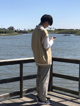 「EDWIN（エドウィン）のアイテム（シャツ/ブラウス、ホワイト系）」を使った、towaさん（メンズ・176cm）の夏コーディネート