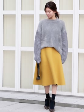 「Ameri（アメリ）のアイテム」を使った、岩谷 英里子さん（レディース・169cm）の冬コーディネート