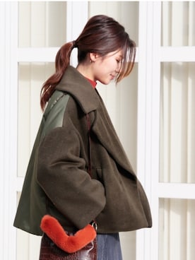「Ameri（アメリ）のアイテム（バッグ）」を使った、岩谷 英里子さん（レディース・169cm）の冬コーディネート