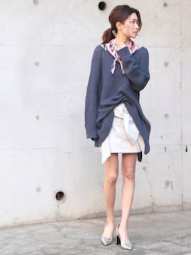 「Ameri（アメリ）のアイテム」を使った、岩谷 英里子さん（レディース・169cm）の冬コーディネート