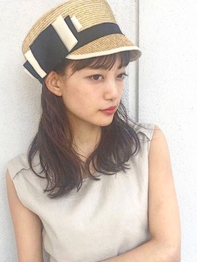 「アイテム（キャスケット）」を使った、岩谷 英里子さん（レディース・169cm）の夏コーディネート