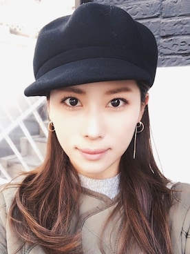 「アイテム（キャスケット）」を使った、岩谷 英里子さん（レディース・169cm）の秋コーディネート