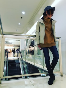 「NO ID.（ノーアイディ）のアイテム（ブルゾン）」を使った、NO ID.仙台フォーラス店さん（メンズ・182cm）の冬コーディネート