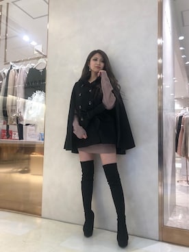 「LIPSERVICE（リップサービス）のアイテム（ピーコート）」を使った、mikikoさん（レディース・148cm）の冬コーディネート