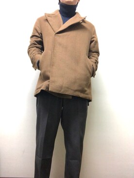 「CASPER JOHN（キャスパージョン）のアイテム（ピーコート）」を使った、ほろほろ@相互フォローします！　さん（メンズ・173cm）の冬コーディネート