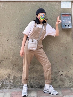 「Taiwan」｜「アイテム（サロペット/オーバーオール）」を使った、caraa🍊さん（レディース・165cm）の春コーディネート