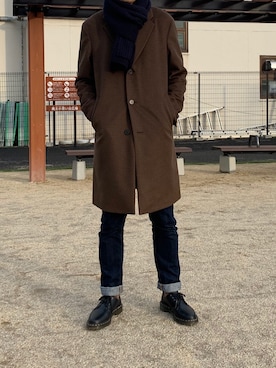 「アイテム（チェスターコート）」を使った、1kaharu1088さん（メンズ・177cm・30代）の冬コーディネート