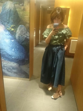「TSURU（ツル）のアイテム（スカート）」を使った、humiさん（レディース・160cm）の夏コーディネート