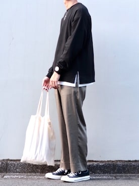 「WEGO（ウィゴー）のアイテム（スウェット）」を使った、Suzuさん（メンズ・182cm）の秋コーディネート