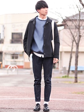 「zozoデニム」｜「アイテム（スウェット）」を使った、Suzuさん（メンズ・182cm）の春コーディネート