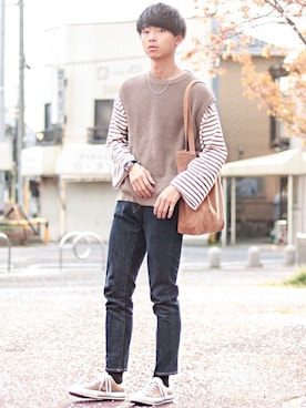 「DHOLIC（ディーホリック）のアイテム」を使った、Suzuさん（メンズ・182cm）の春コーディネート