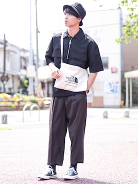 「BASQUE magenta（バスクマゼンタ）のアイテム（Tシャツ/カットソー）」を使った、Suzuさん（メンズ・182cm）の春コーディネート