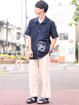 「EVOL（イーボル）のアイテム」を使った、Suzuさん（メンズ・182cm）の夏コーディネート