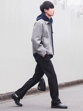 「RYO TAKASHIMA（リョウタカシマ）のアイテム（スラックス）」を使った、Suzuさん（メンズ・182cm）の秋コーディネート
