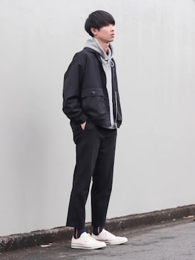 「RAGEBLUE（レイジブルー）のアイテム（パーカー）」を使った、Suzuさん（メンズ・182cm）の秋コーディネート