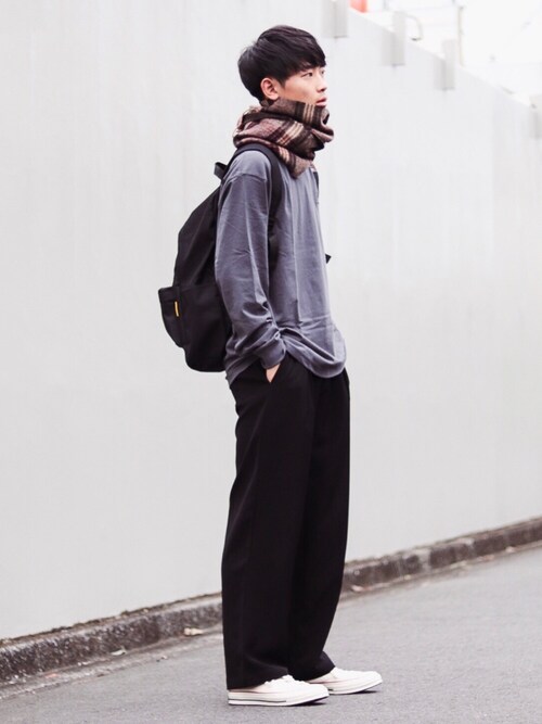Suzu使用「KANGOL（KANGOL カンゴール BASQUE magenta 別注 ビッグシルエット バックプリントロゴ長袖オーバーサイズカットソー）」的時尚穿搭