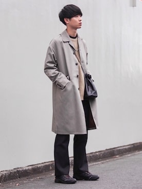 「アイテム（ステンカラーコート）」を使った、Suzuさん（メンズ・182cm・20代）の秋コーディネート