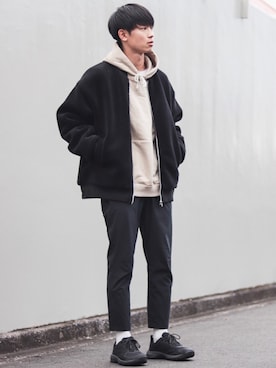 「NO NEED（ノーニード）のアイテム（ブルゾン）」を使った、Suzuさん（メンズ・182cm）の秋コーディネート