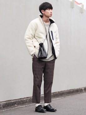 「KANGOL（カンゴール）のアイテム（ジャケット/アウター）」を使った、Suzuさん（メンズ・182cm）の秋コーディネート