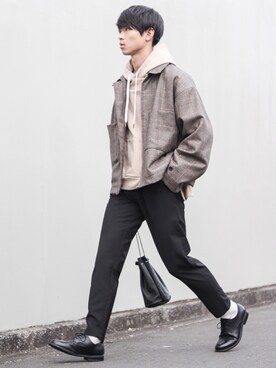 「stein（シュタイン）のアイテム（ブルゾン）」を使った、Suzuさん（メンズ・182cm）の冬コーディネート
