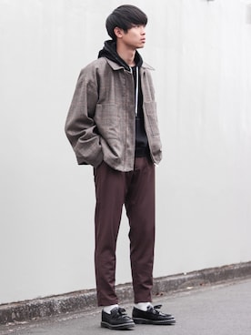 「stein（シュタイン）のアイテム（ブルゾン）」を使った、Suzuさん（メンズ・182cm）の冬コーディネート