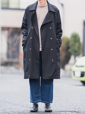 「CASPER JOHN（キャスパージョン）のアイテム（トレンチコート）」を使った、Suzuさん（メンズ・182cm）の冬コーディネート