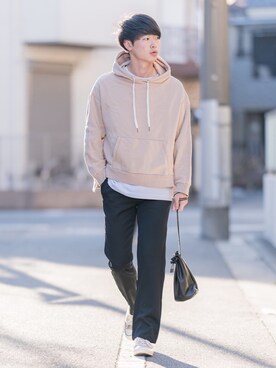 「RYO TAKASHIMA（リョウタカシマ）のアイテム（スラックス）」を使った、Suzuさん（メンズ・182cm）の春コーディネート