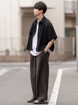 「DAIRIKU（ダイリク）のアイテム（サンダル）」を使った、Suzuさん（メンズ・182cm）の夏コーディネート