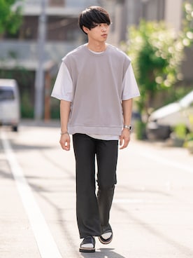 「DAIRIKU（ダイリク）のアイテム（サンダル）」を使った、Suzuさん（メンズ・182cm）の夏コーディネート