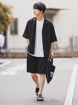 「DAIRIKU（ダイリク）のアイテム（サンダル）」を使った、Suzuさん（メンズ・182cm）の夏コーディネート