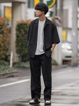 「DAIRIKU（ダイリク）のアイテム（サンダル）」を使った、Suzuさん（メンズ・182cm）の夏コーディネート