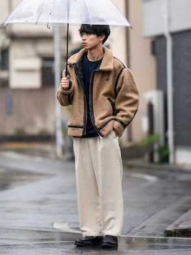 「KANGOL（カンゴール）のアイテム（ジャケット/アウター）」を使った、Suzuさん（メンズ・182cm）の秋コーディネート