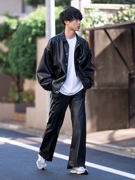 「RYO TAKASHIMA（リョウタカシマ）のアイテム（ライダースジャケット）」を使った、Suzuさん（メンズ・182cm）の秋コーディネート