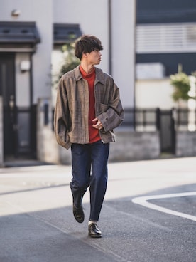 「stein（シュタイン）のアイテム（ブルゾン）」を使った、Suzuさん（メンズ・182cm）の冬コーディネート
