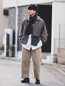 「stein（シュタイン）のアイテム（ブルゾン）」を使った、Suzuさん（メンズ・182cm）の冬コーディネート