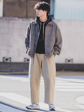 「stein（シュタイン）のアイテム（ブルゾン）」を使った、Suzuさん（メンズ・182cm）の冬コーディネート