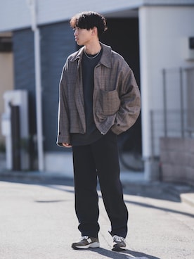 「stein（シュタイン）のアイテム（ブルゾン）」を使った、Suzuさん（メンズ・181cm）の冬コーディネート
