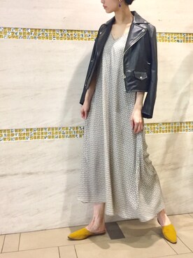 「ADAM ET ROPE'（アダムエロペ）のアイテム（ライダースジャケット）」を使った、murataさん（レディース・165cm）の春コーディネート