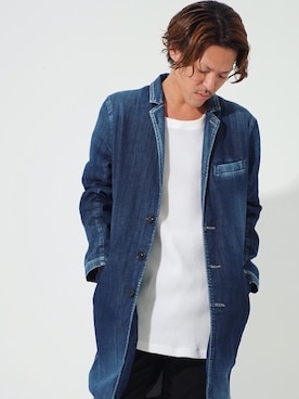 「GOSTAR DE FUGA（ゴスタール ジフーガ）のアイテム（チェスターコート）」を使った、sosukeさん（メンズ・183cm）の秋コーディネート
