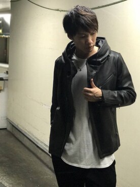 「コーディネート」｜「アイテム（ライダースジャケット）」を使った、sosukeさん（メンズ・183cm）の秋コーディネート
