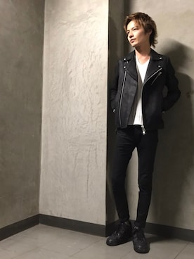 「GOSTAR DE FUGA（ゴスタール ジフーガ）のアイテム（ライダースジャケット）」を使った、sosukeさん（メンズ・183cm）の秋コーディネート