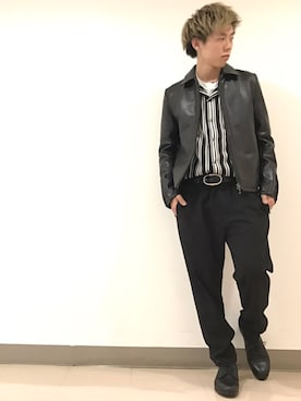 「GOSTAR DE FUGA（ゴスタール ジフーガ）のアイテム（ライダースジャケット）」を使った、sosukeさん（メンズ・183cm）の秋コーディネート