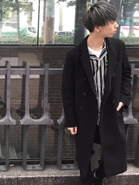 「GOSTAR DE FUGA（ゴスタール ジフーガ）のアイテム（チェスターコート）」を使った、sosukeさん（メンズ・183cm）の秋コーディネート