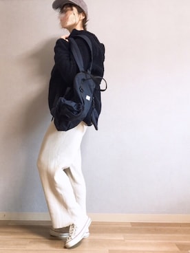 「リブニットパンツ」｜@m.さん（レディース・161cm）の冬コーディネート