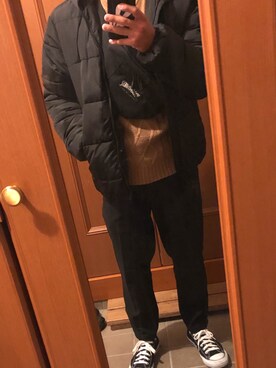 「H&M（エイチ・アンド・エム）のアイテム（ダウンジャケット/コート）」を使った、RUNBAさん（メンズ・167cm）の冬コーディネート
