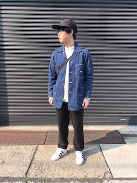 「ノーカラーシャツ」｜「アイテム（デニムジャケット）」を使った、kyoheiさん（メンズ・164cm）の春コーディネート