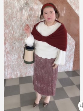「ベロアスカート」｜「アイテム（パンプス）」を使った、麗園ファンタジー〇*ﾟさん（レディース・163cm）の冬コーディネート