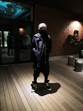 「DRKSHDW by RICK OWENS（ダークシャドウ バイ リックオウエンス）のアイテム（トップス）」を使った、すーさんさん(^o^)🎤さん（メンズ・168cm）の冬コーディネート